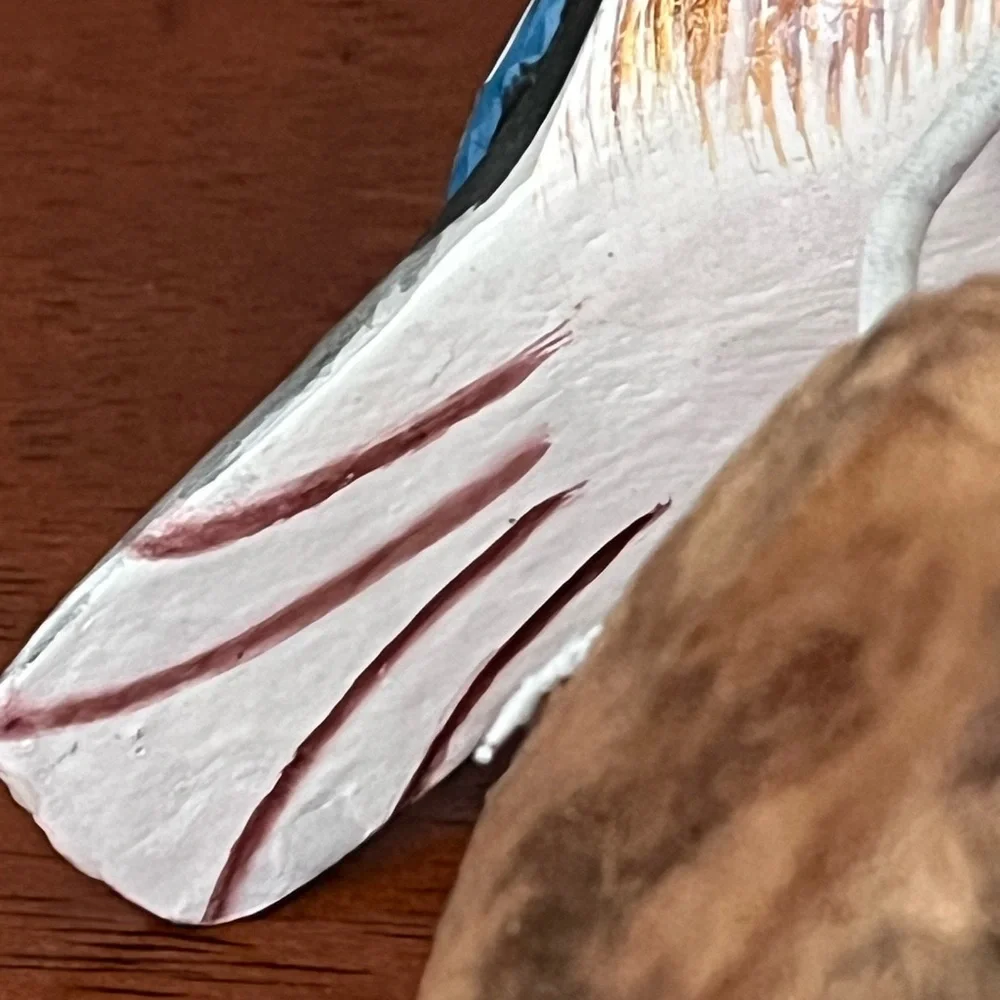Handcarved Wood Western Bluebird in Burl Wood Bird